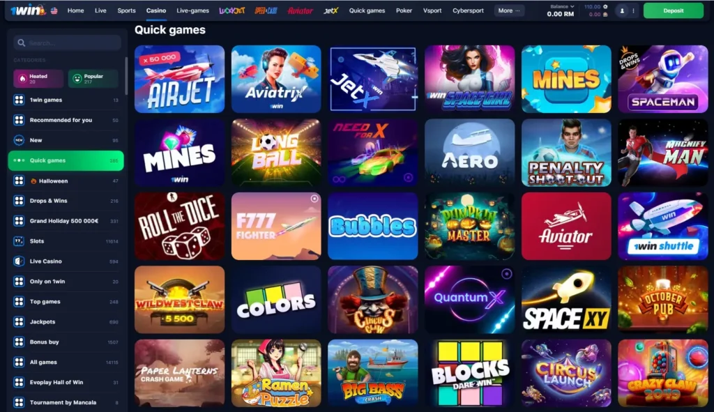 1WIN Online Casino instant games