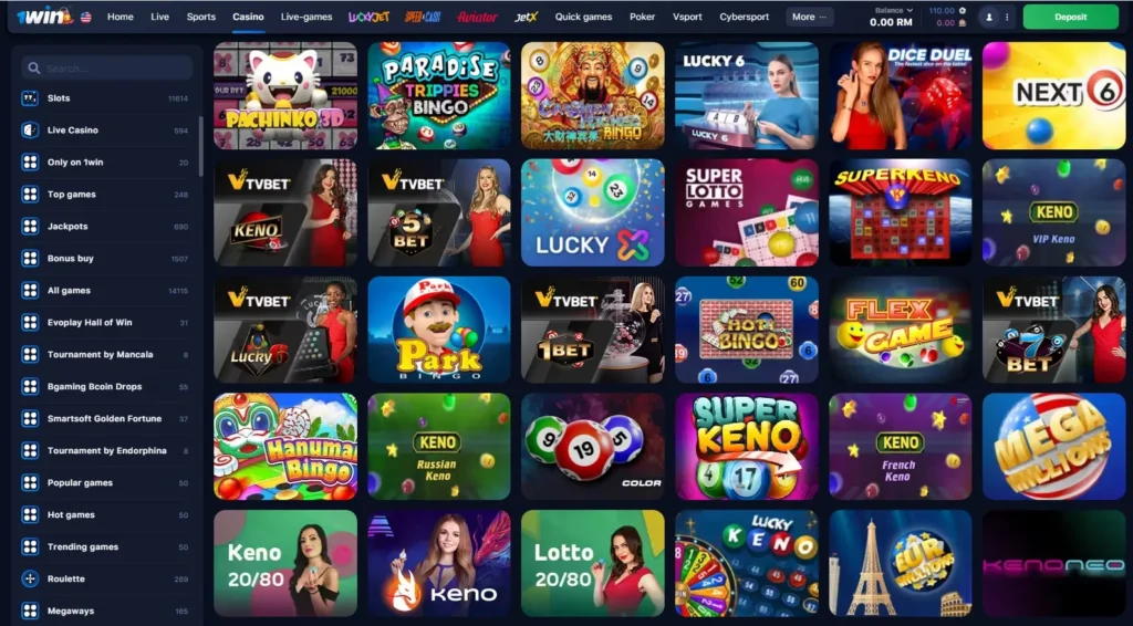 Online lotteries in 1WIN Casino